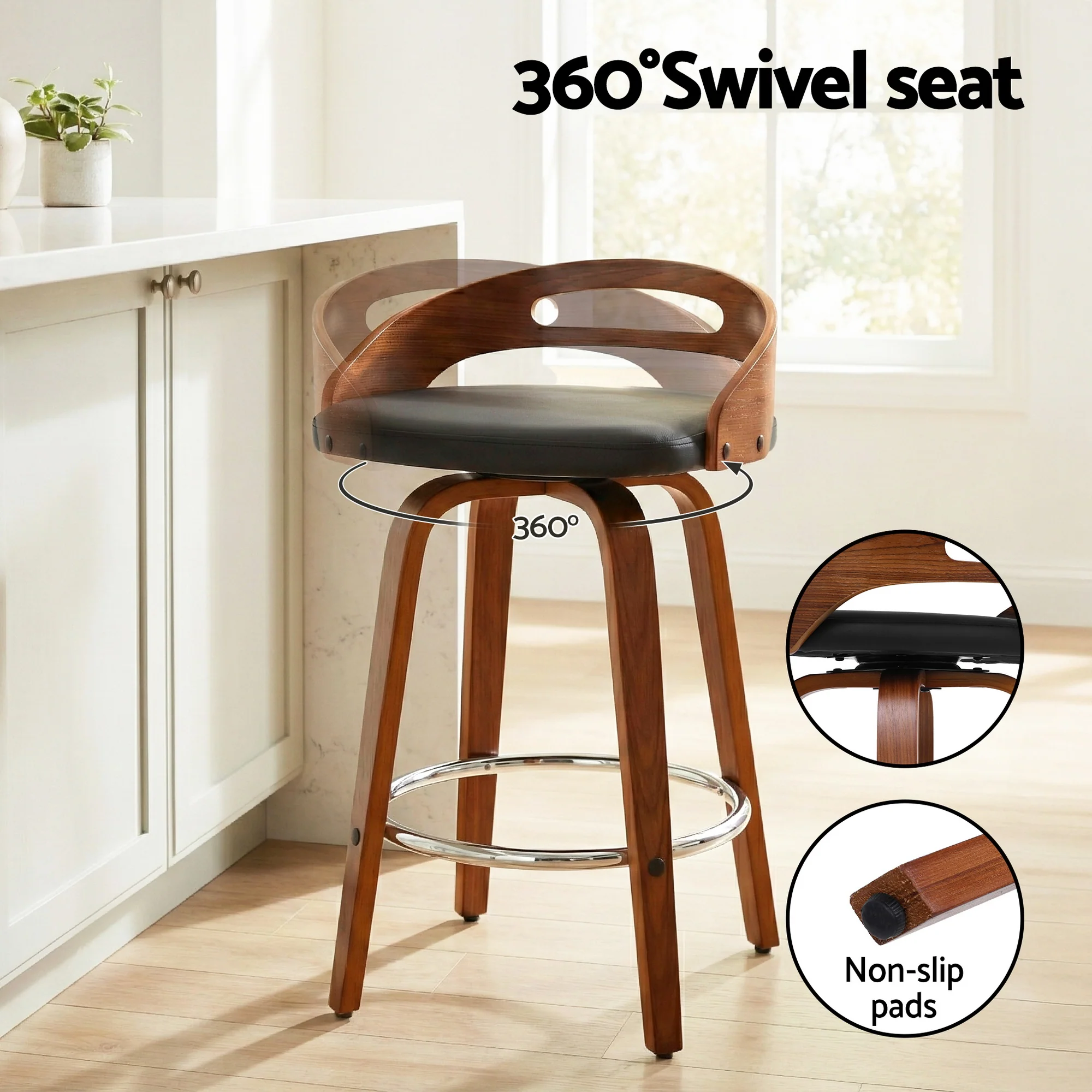 4x Artiss Bar Stools Swivel Dining Chairs Low Back - Image 5