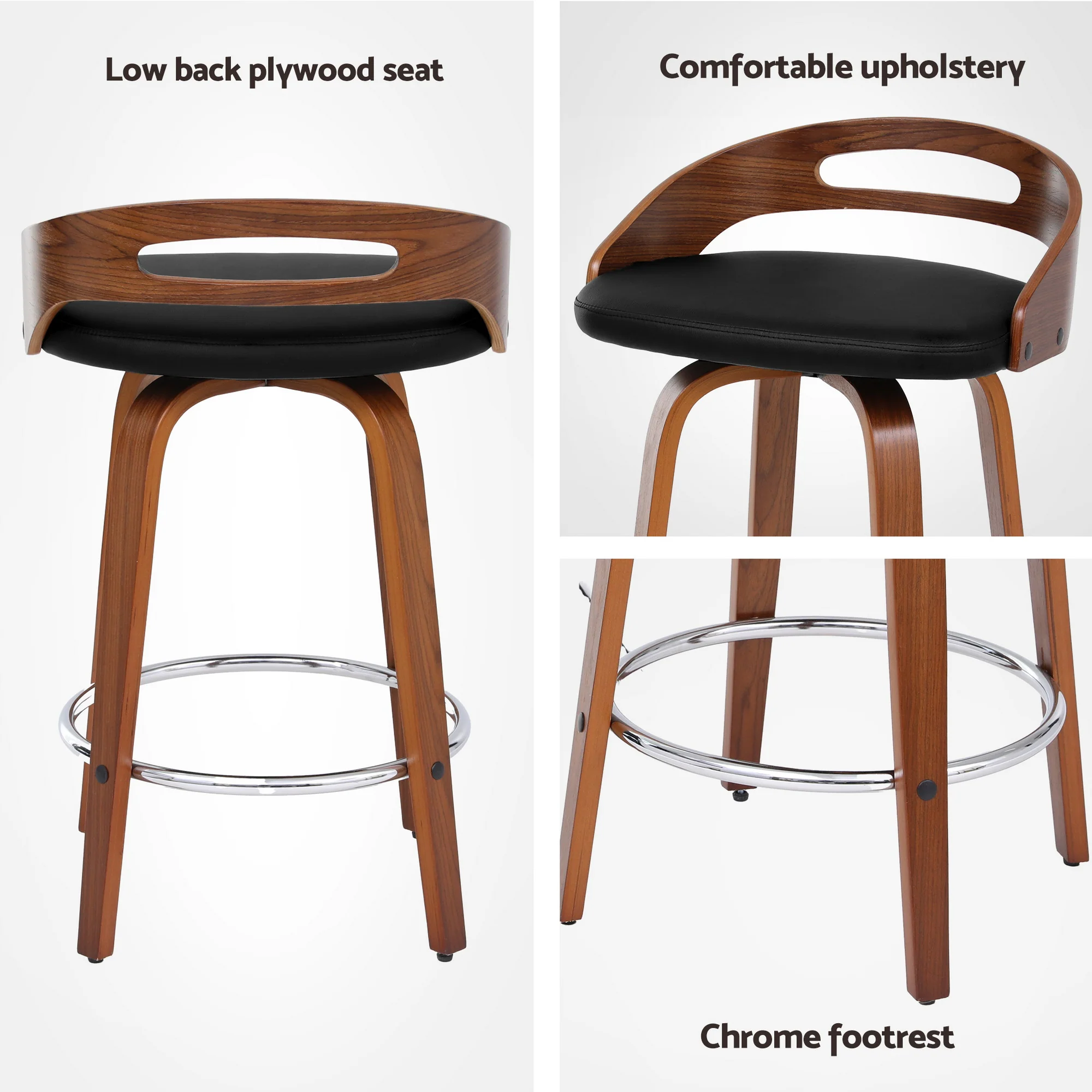 4x Artiss Bar Stools Swivel Dining Chairs Low Back - Image 6