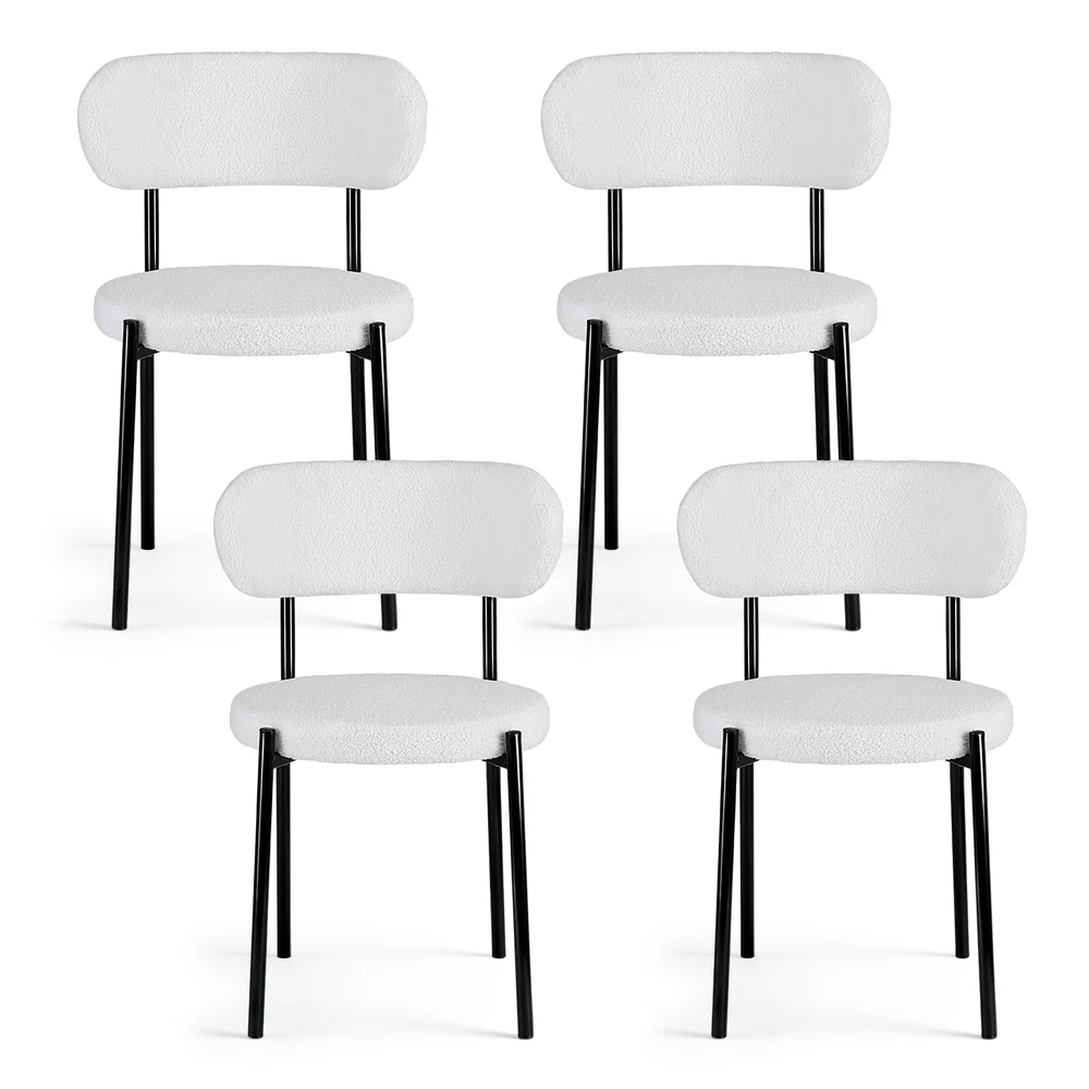 4x Artiss Dining Chairs Boucle Sherpa - Image 3