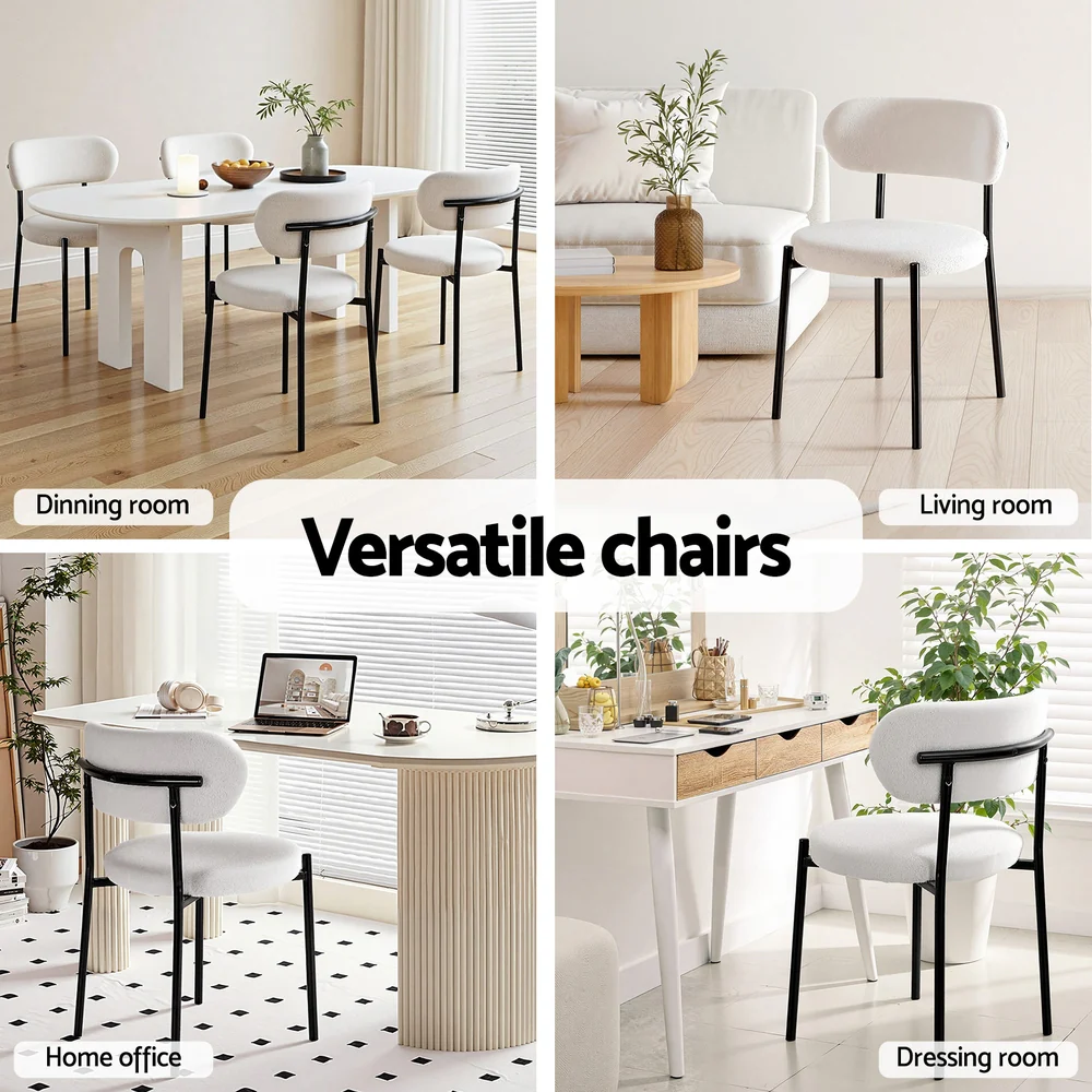 4x Artiss Dining Chairs Boucle Sherpa - Image 5