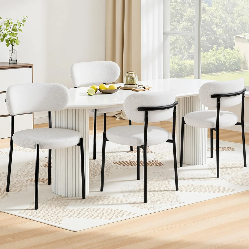 4x Artiss Dining Chairs Boucle Sherpa - Image 7
