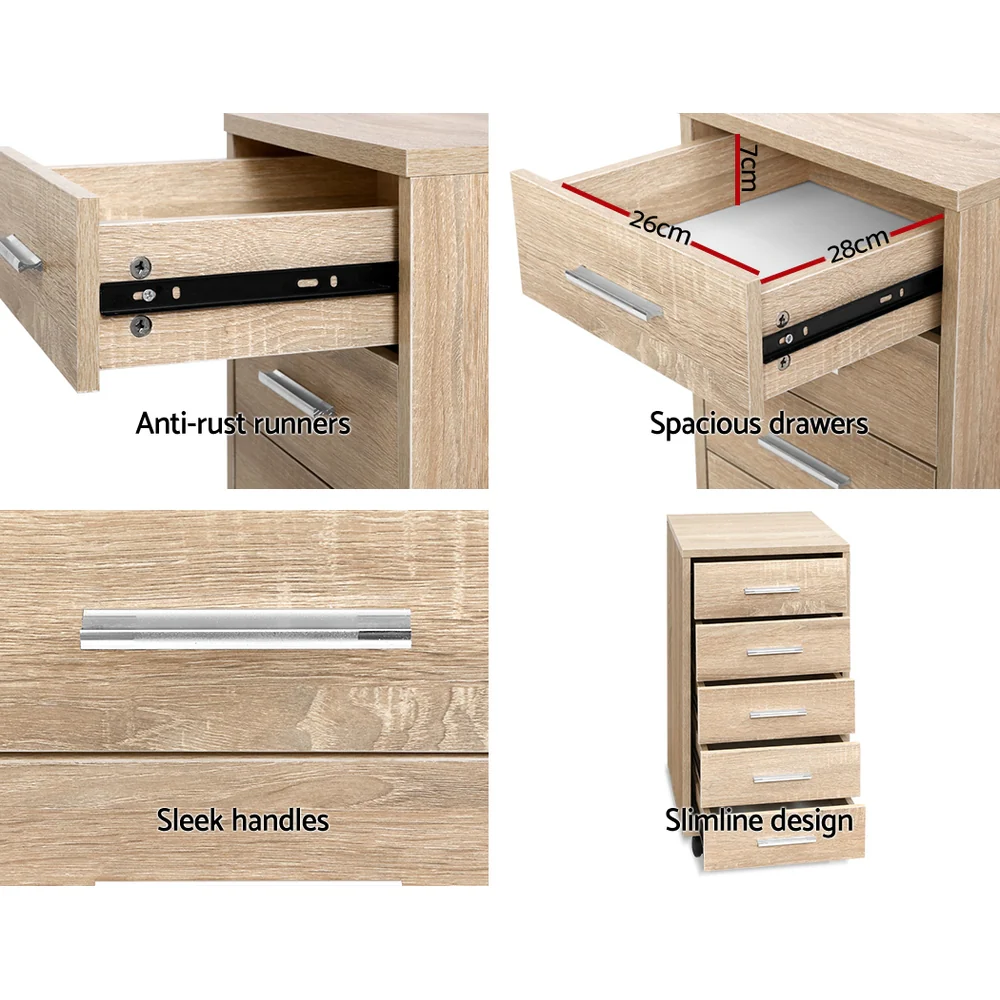 Artiss Filing Cabinet 5 Drawer Office Storage Organiser - Image 6
