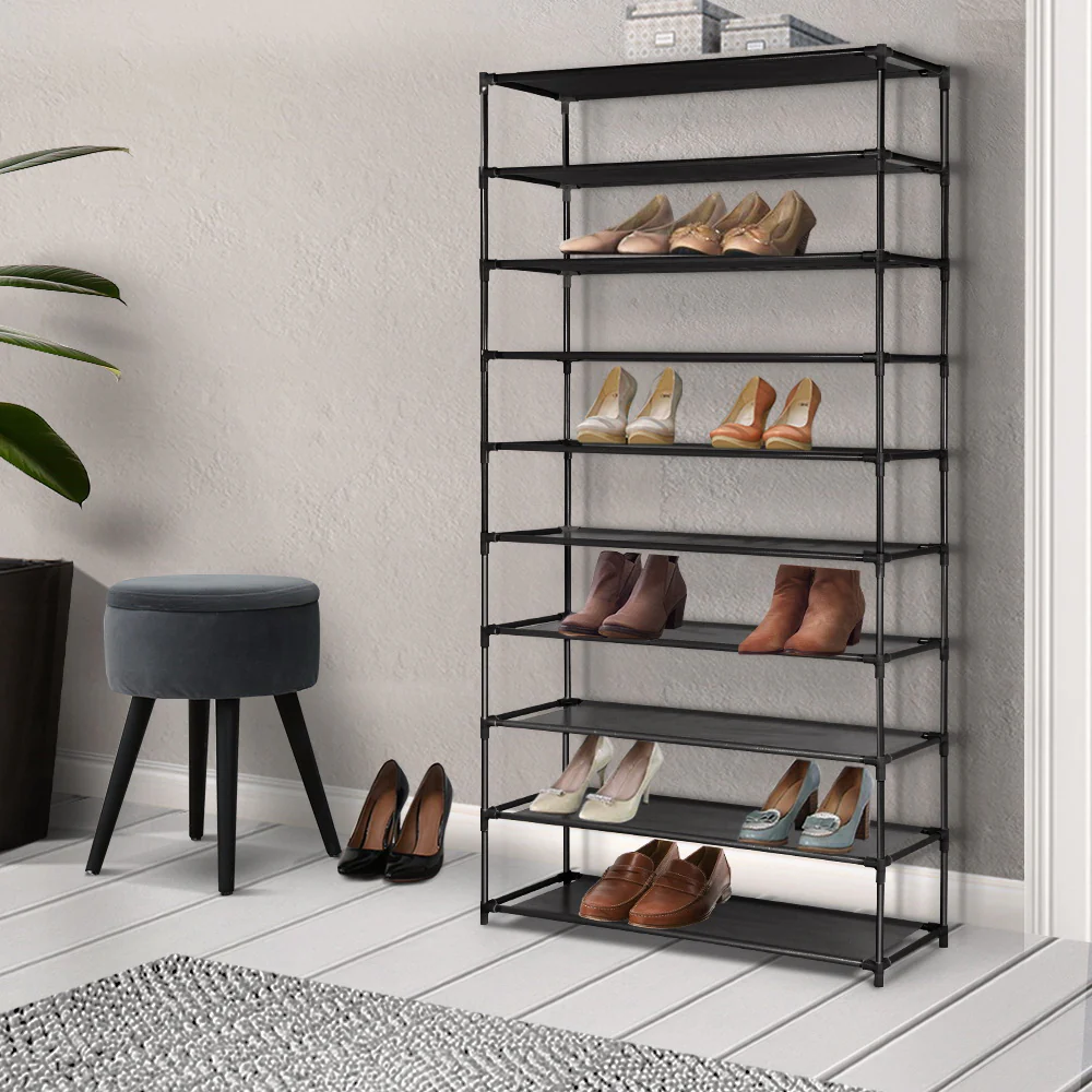 Artiss 10-Tier Shoe Rack Stackable 50 Pairs Black - Image 9