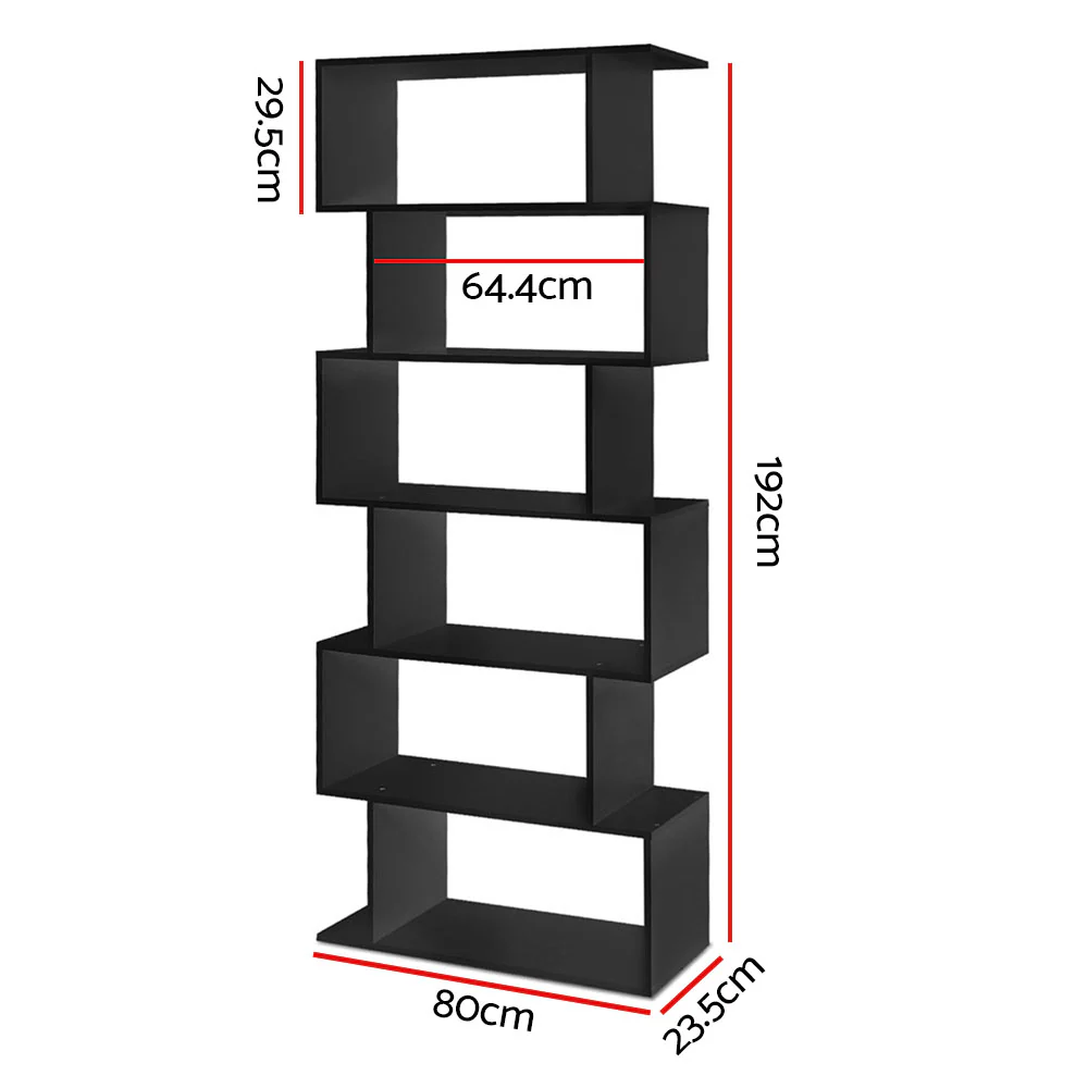 Artiss Bookshelf 6 Tiers - RIVA Black - Image 3