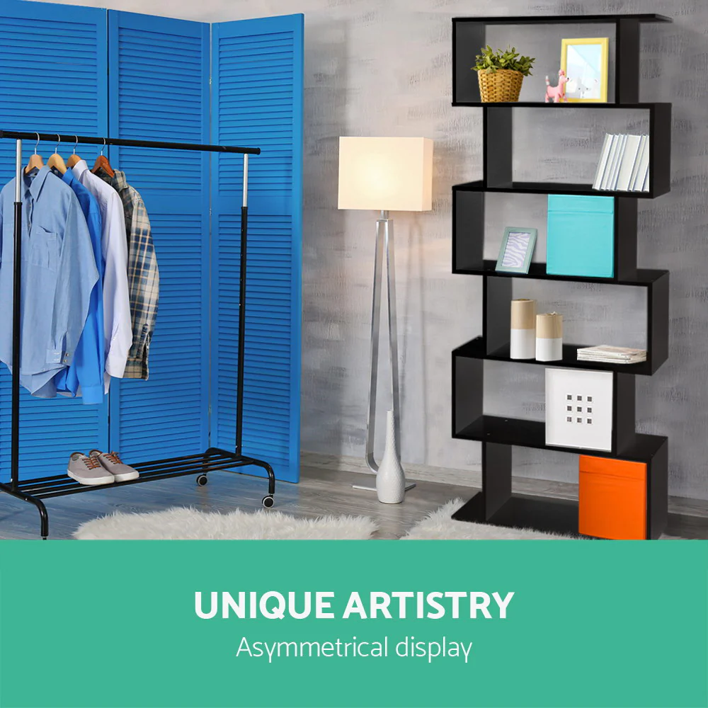 Artiss Bookshelf 6 Tiers - RIVA Black - Image 4