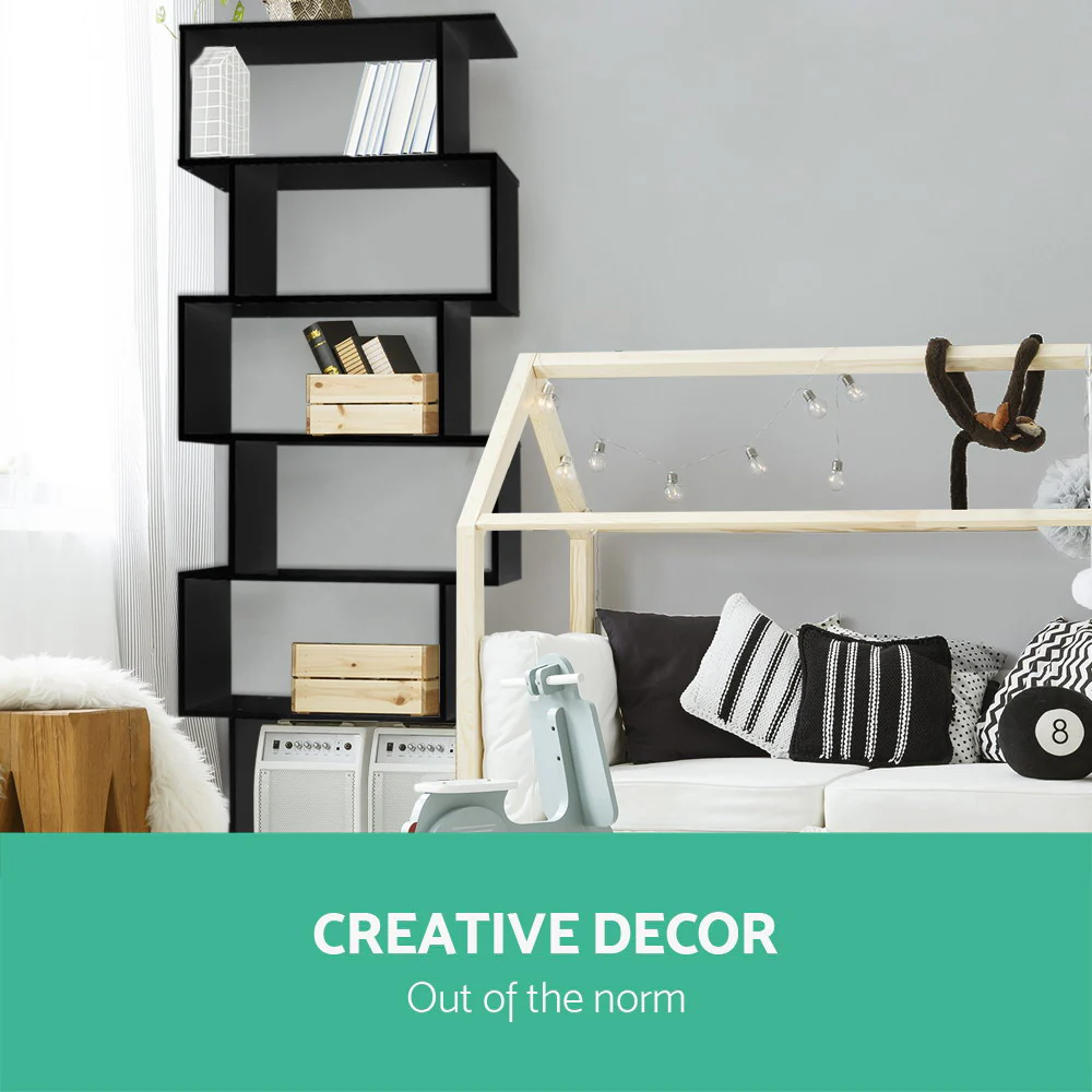 Artiss Bookshelf 6 Tiers - RIVA Black - Image 5