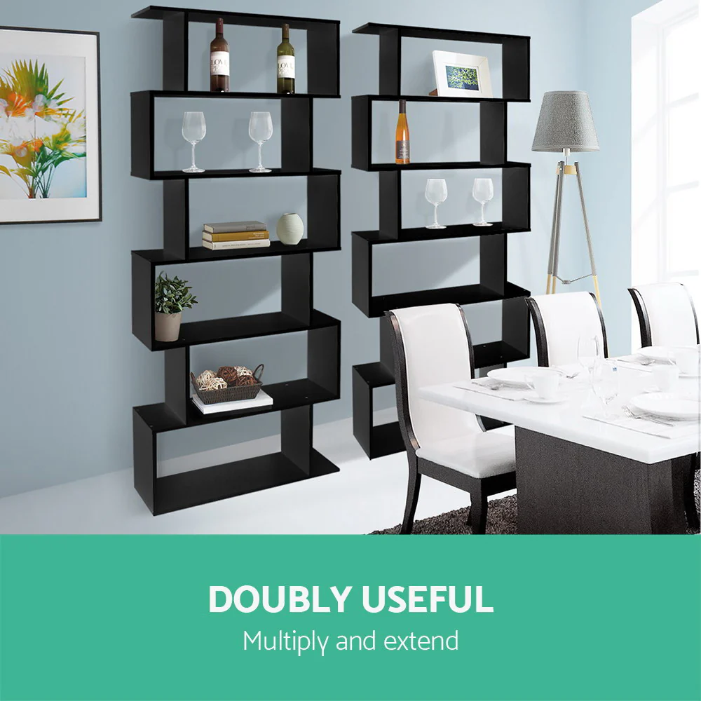 Artiss Bookshelf 6 Tiers - RIVA Black - Image 6