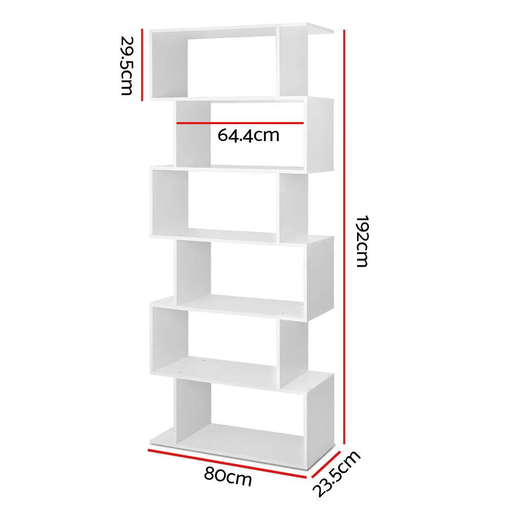 Artiss Bookshelf 6 Tiers - RIVA White - Image 3