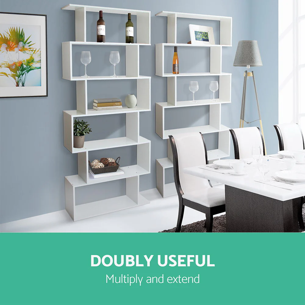 Artiss Bookshelf 6 Tiers - RIVA White - Image 6