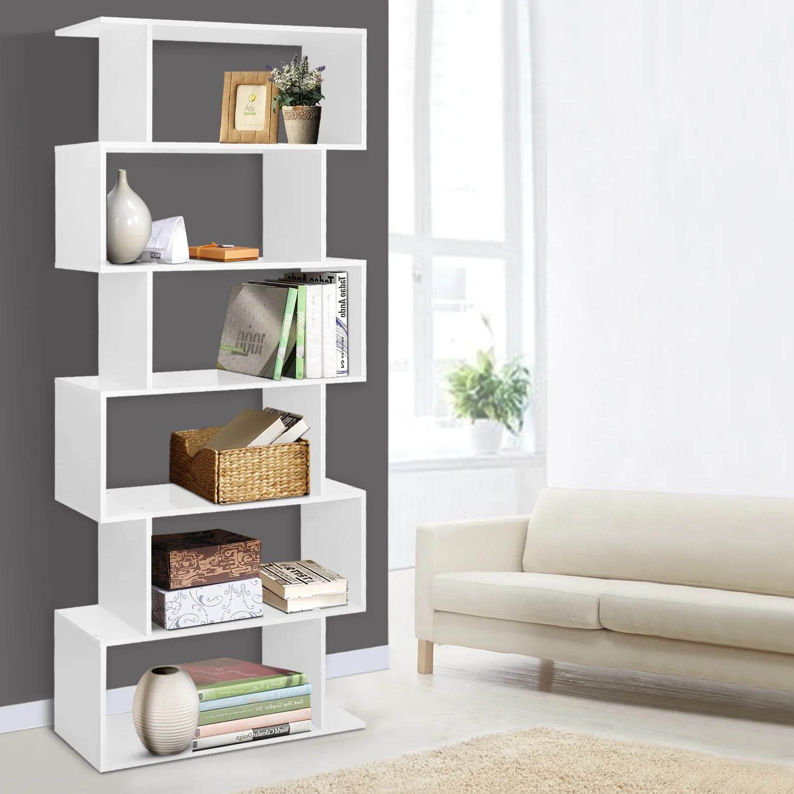 Artiss Bookshelf 6 Tiers - RIVA White - Image 8