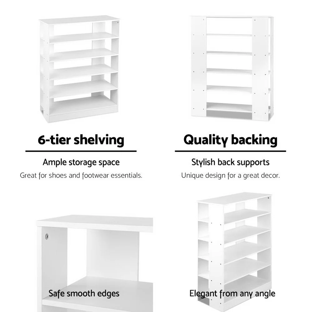 Artiss Shoe Rack 30 Pairs 6-Tier Shelf White - Image 7