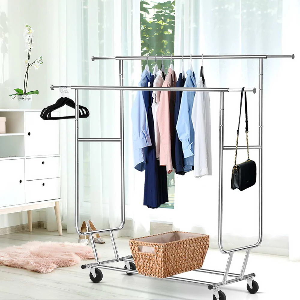 Artiss Clothes Rack Double Rail Coat Stand Adjustable Hanger - Image 7