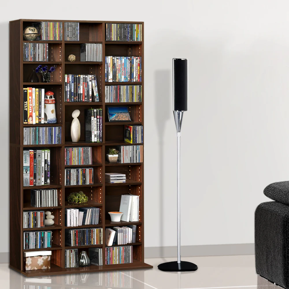 Artiss Bookshelf CD Storage Rack - BERT Brown - Image 3