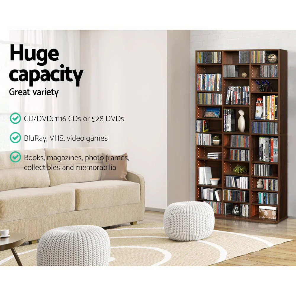 Artiss Bookshelf CD Storage Rack - BERT Brown - Image 5