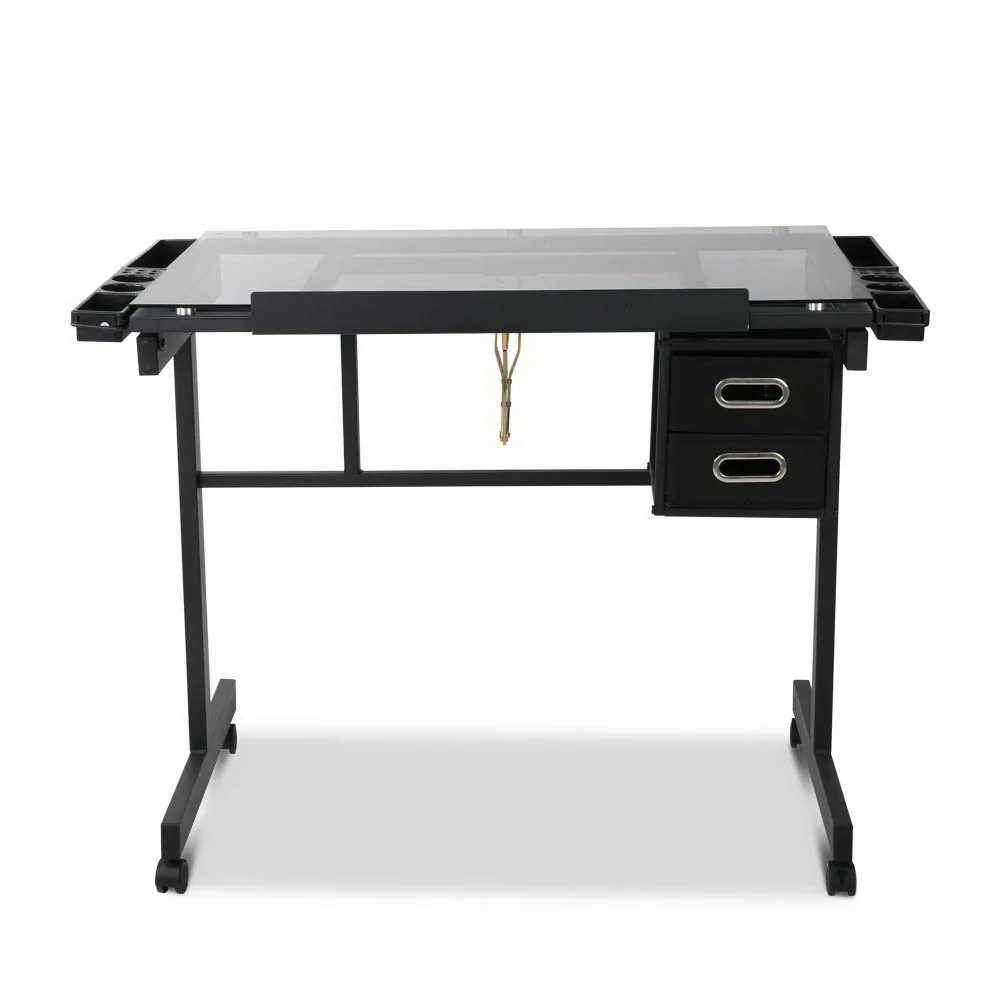 Artiss Drawing Desk Drafting Table Black - Image 3