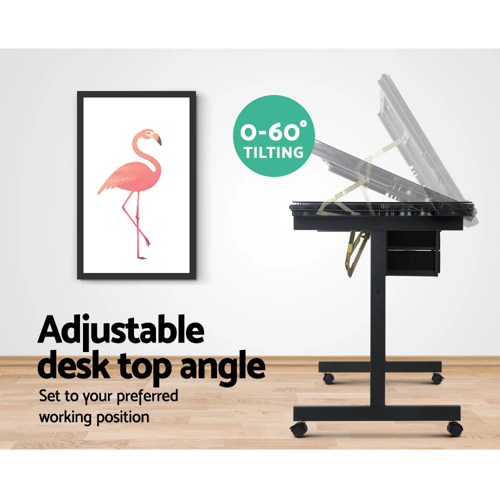 Artiss Drawing Desk Drafting Table Black - Image 6