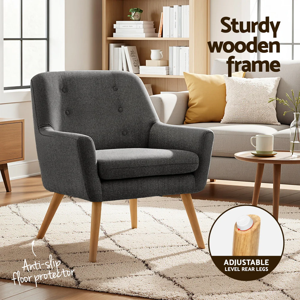 Artiss Anne Armchair - Charcoal - Image 5