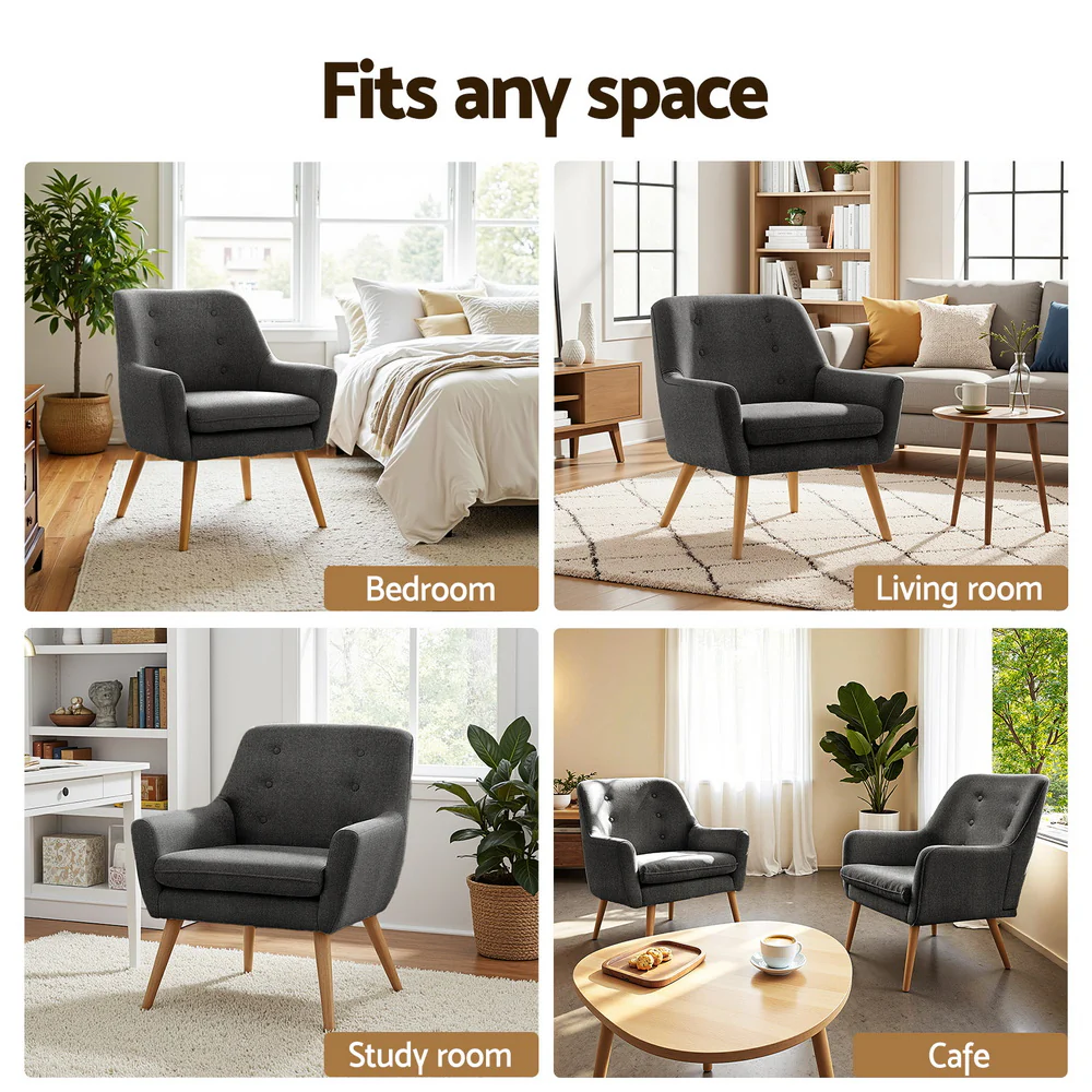 Artiss Anne Armchair - Charcoal - Image 6