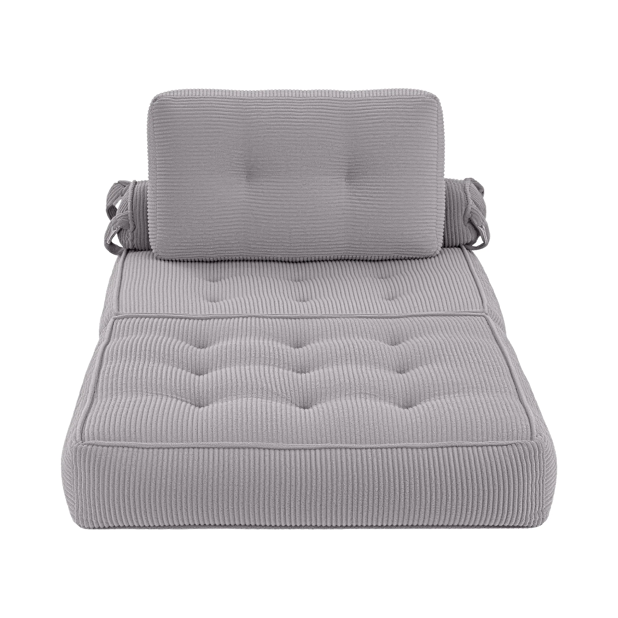 Artiss 1 Seater Corduroy Convertible Sofa Bed Pull Out Boneless Couch Grey - Image 4
