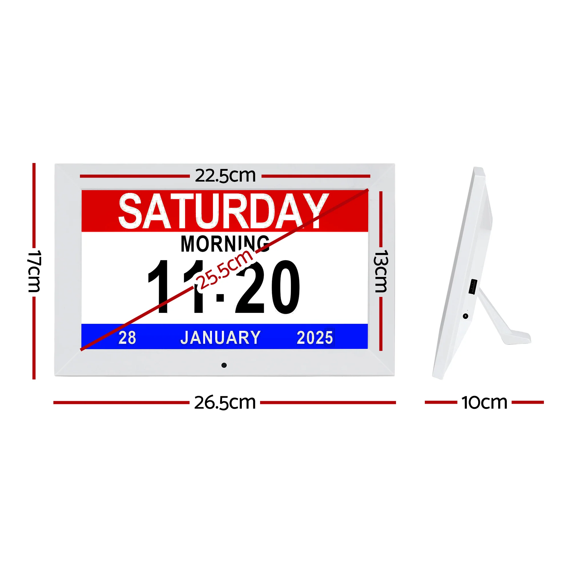 Artiss 10 Digital Day Clock Alarm Calendar Dementia Date Week Desk Clocks White - Image 2