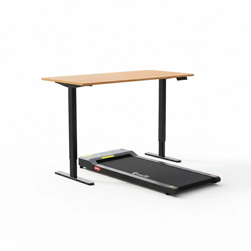 Artiss 120cm Automatic Standing Desk with 400mm Electric Walking Pad Treadmill Oak Black