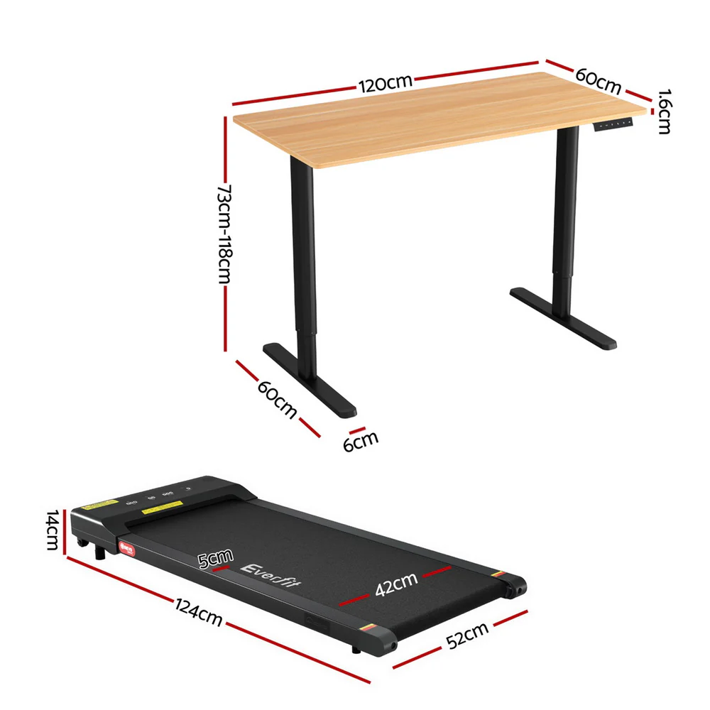 Artiss 120cm Automatic Standing Desk with 400mm Electric Walking Pad Treadmill Oak Black - Image 2