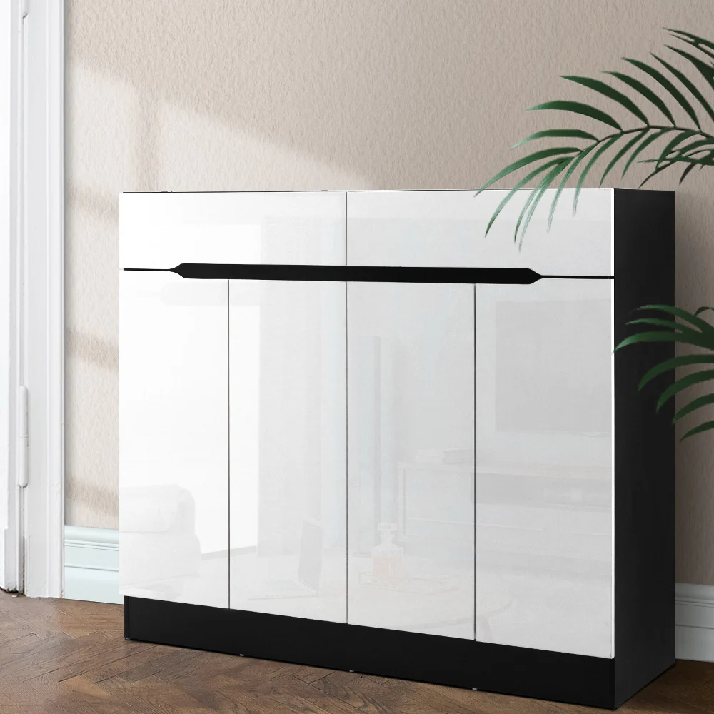 Artiss Shoe Rack Cabinet Storage 120cm w/ Drawer - White Lydia - Image 9