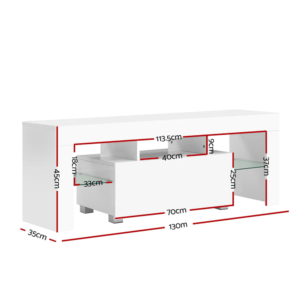 Artiss Entertainment Unit TV Cabinet LED 130cm White Elo - Image 3