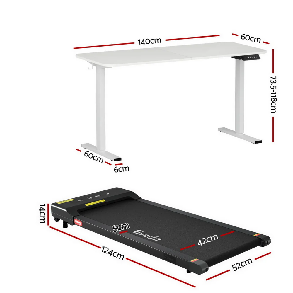 Artiss 140cm Automatic Standing Desk with 400mm Electric Walking Pad Treadmill White Black - Image 2
