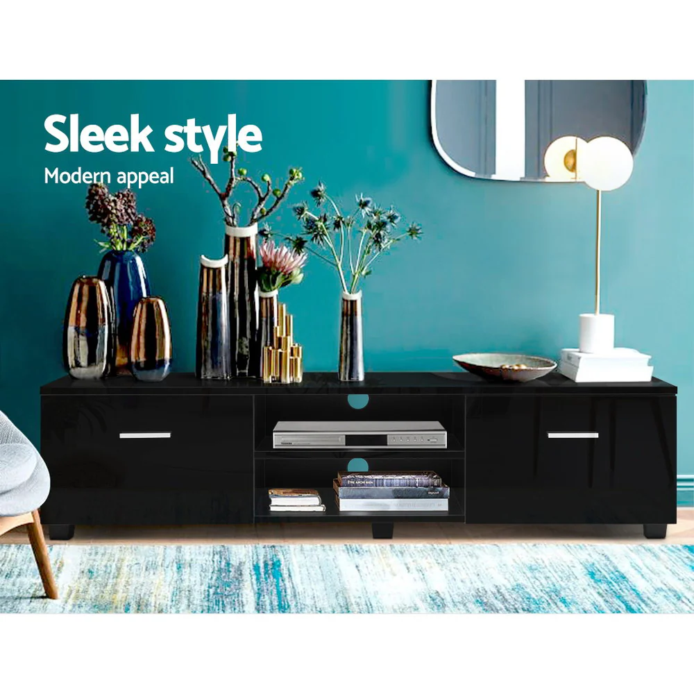 Artiss Entertainment Unit TV Cabinet 140cm Black Jim - Image 4