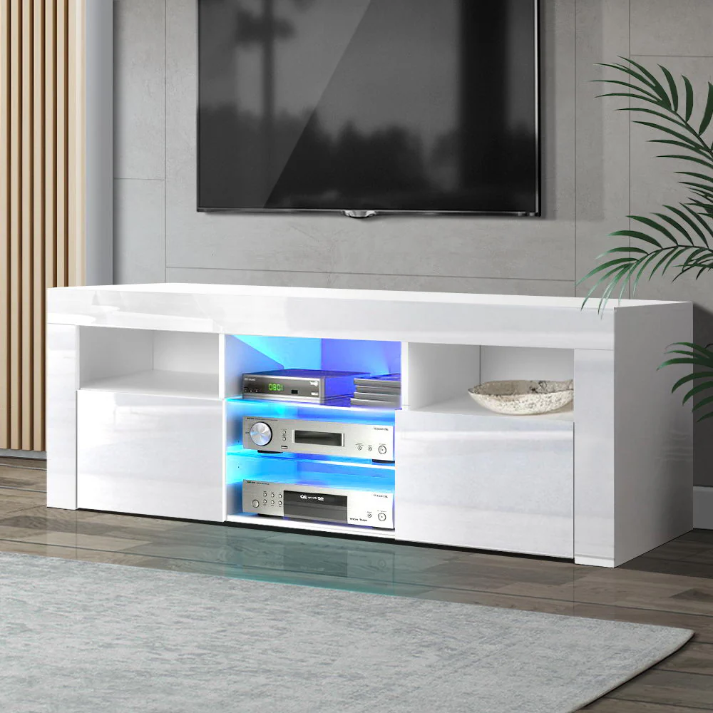 Artiss Entertainment Unit TV Cabinet LED 145cm White Angus - Image 9