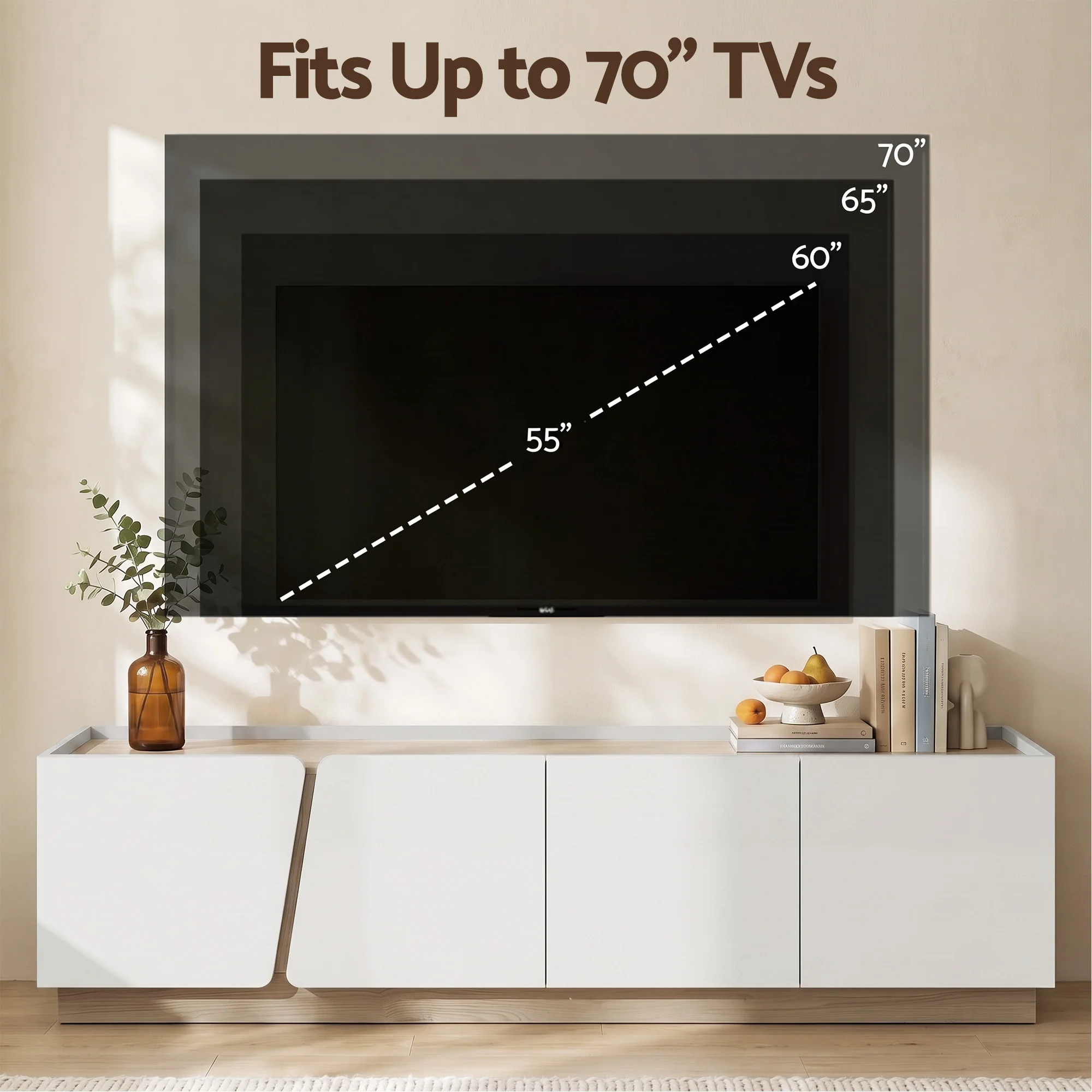 Artiss 180cm TV Unit Storage Cabinet Living Room White & Oak - Image 7