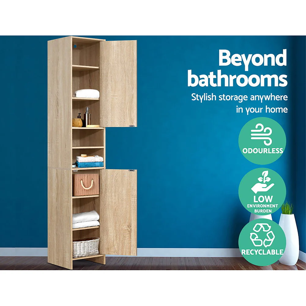 Artiss Bathroom Cabinet Storage 185cm Wooden - Image 4