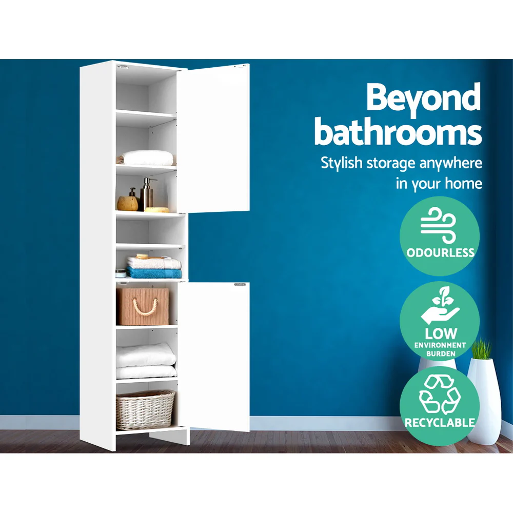 Artiss Bathroom Cabinet Storage 185cm White - Image 3