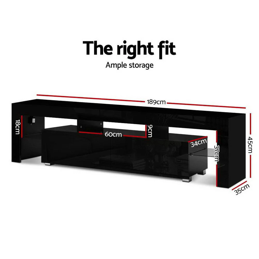 Artiss Entertainment Unit TV Cabinet LED 189cm Black Elo - Image 3