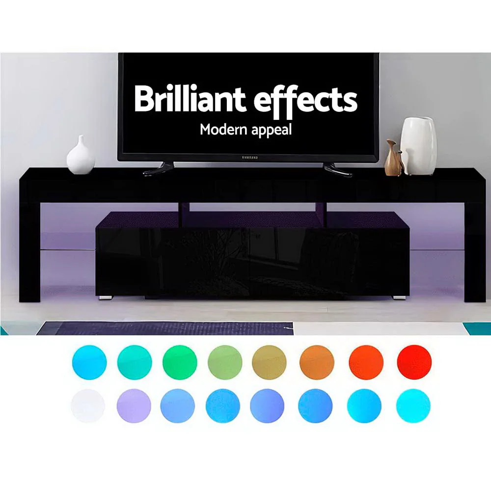 Artiss Entertainment Unit TV Cabinet LED 189cm Black Elo - Image 4