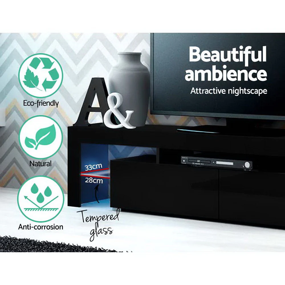 Artiss Entertainment Unit TV Cabinet LED 189cm Black Elo - Image 6
