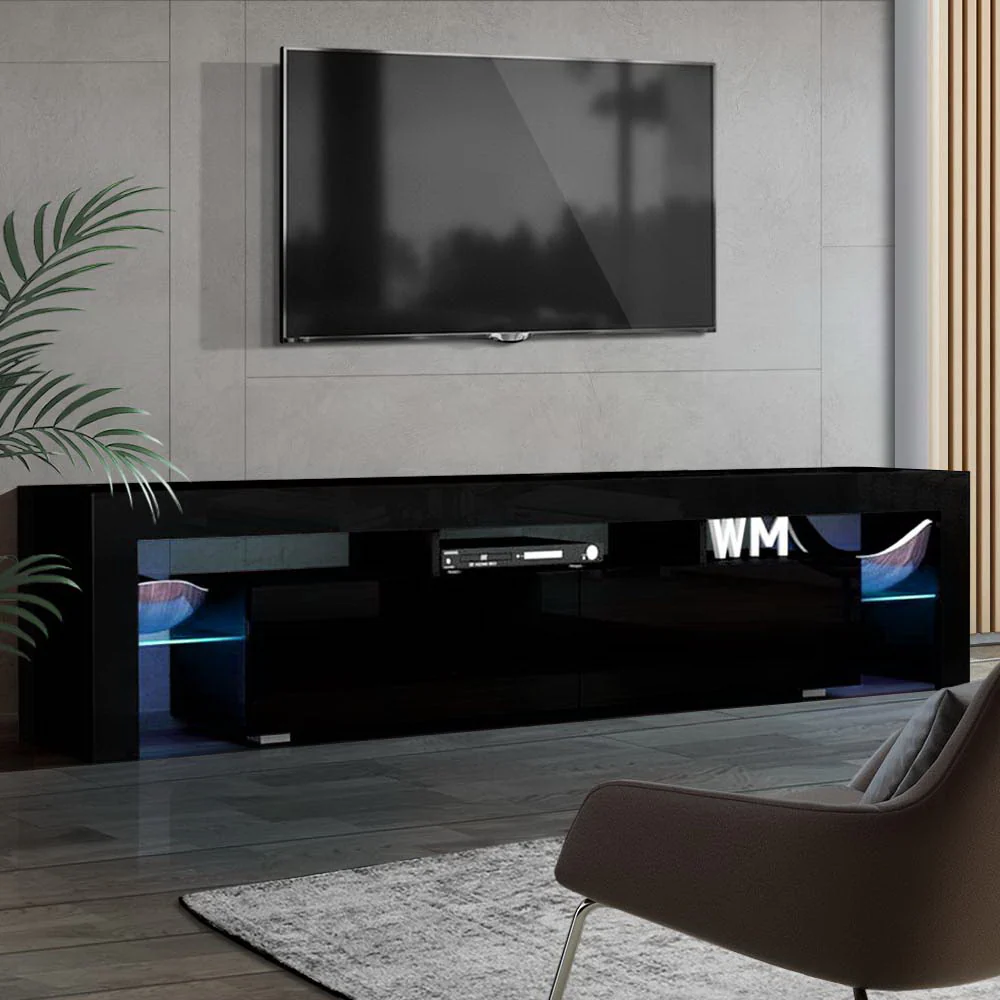Artiss Entertainment Unit TV Cabinet LED 189cm Black Elo - Image 9