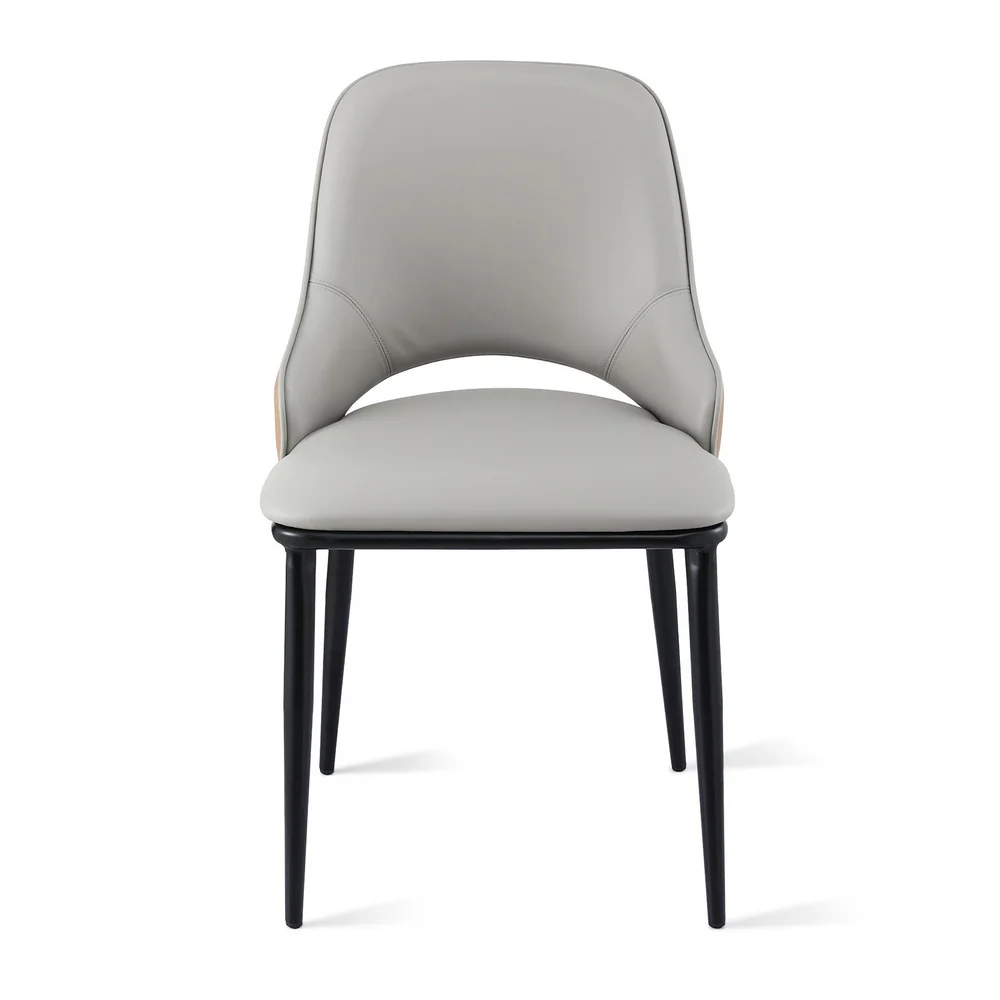 Artiss 1x Dining Chair Hollow PU Leather Kitchen Lounge Cafe Accent Chairs Grey - Image 3