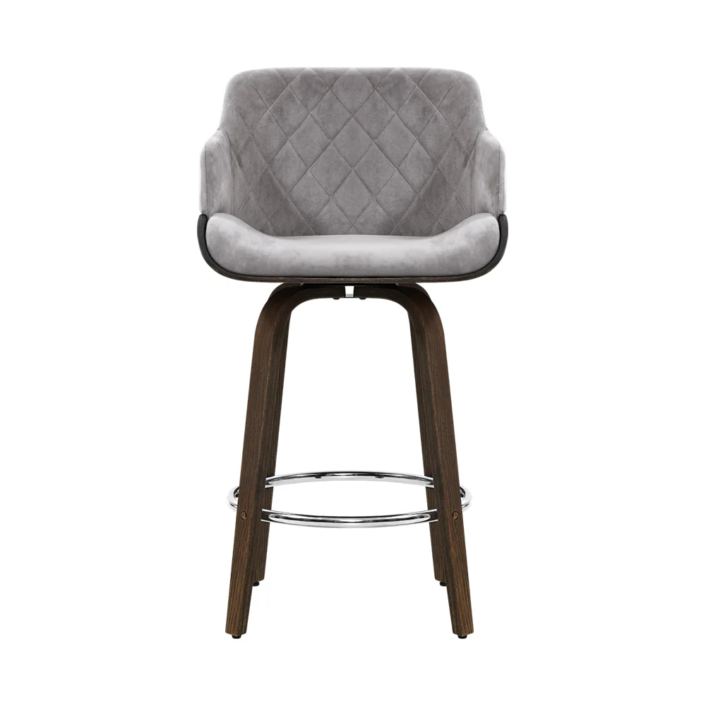 Artiss Bar Stools Swivel Velvet Padded Wooden - Image 3