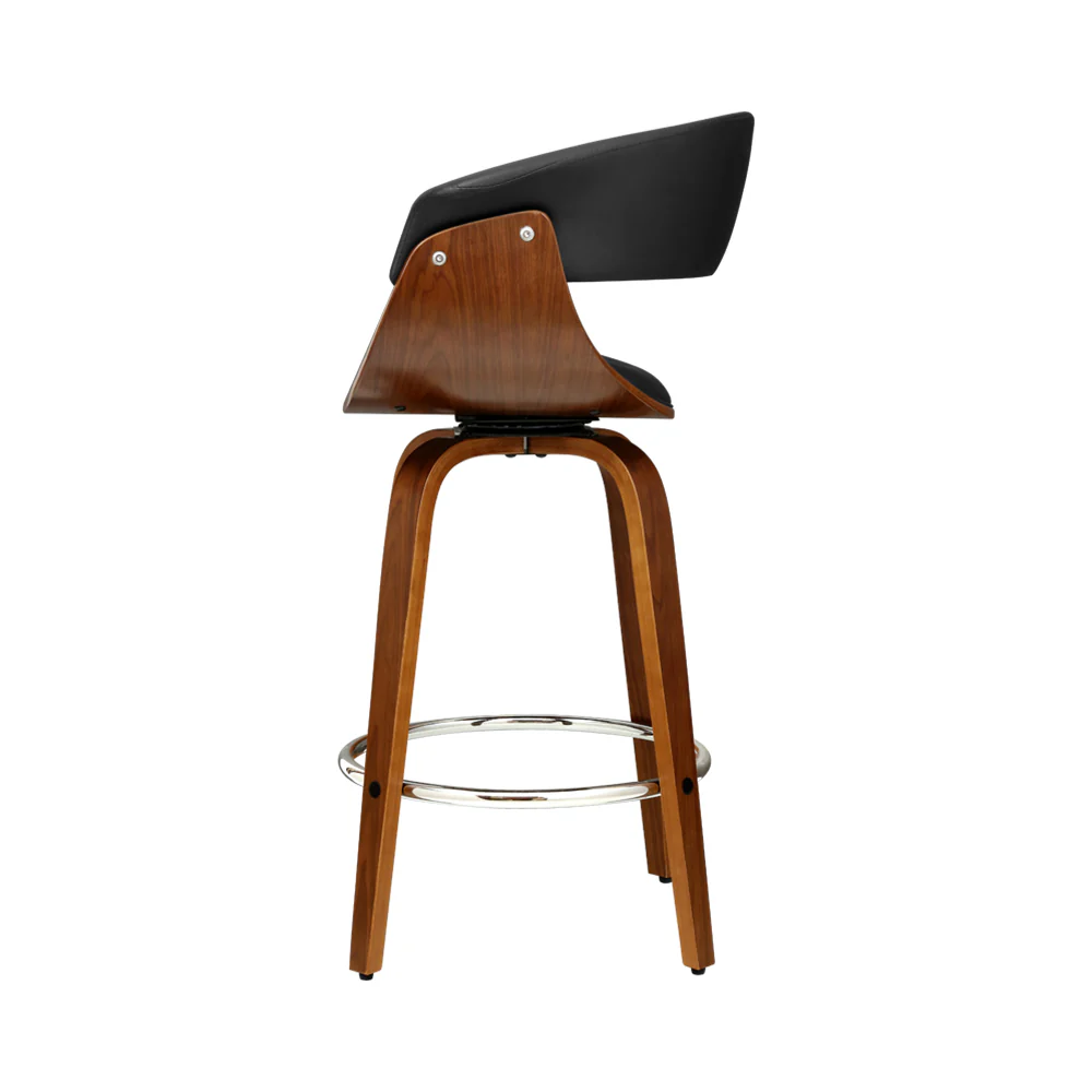 Artiss Bar Stools Swivel PU Seat Wooden - Image 4
