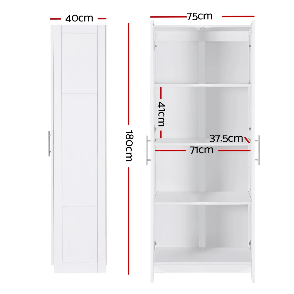Artiss 2 Door Buffet Sideboard Cupboard Cabinet Pantry White - Image 3