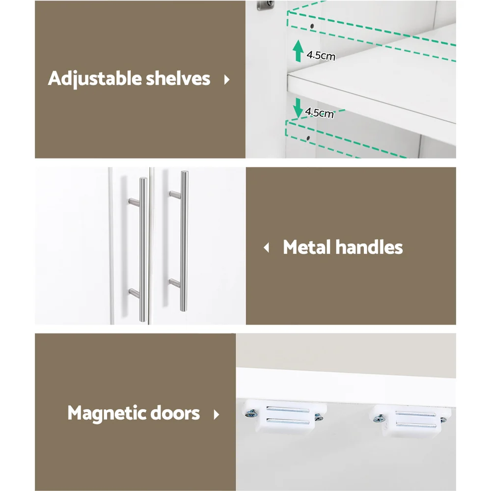 Artiss 2 Door Buffet Sideboard Cupboard Cabinet Pantry White - Image 7
