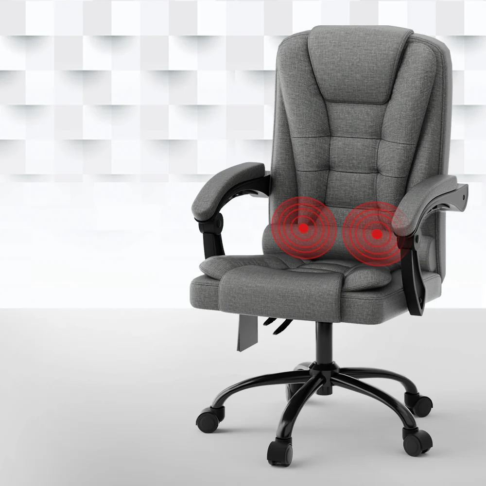 Artiss 2 Point Massage Office Chair Fabric Black - Image 7