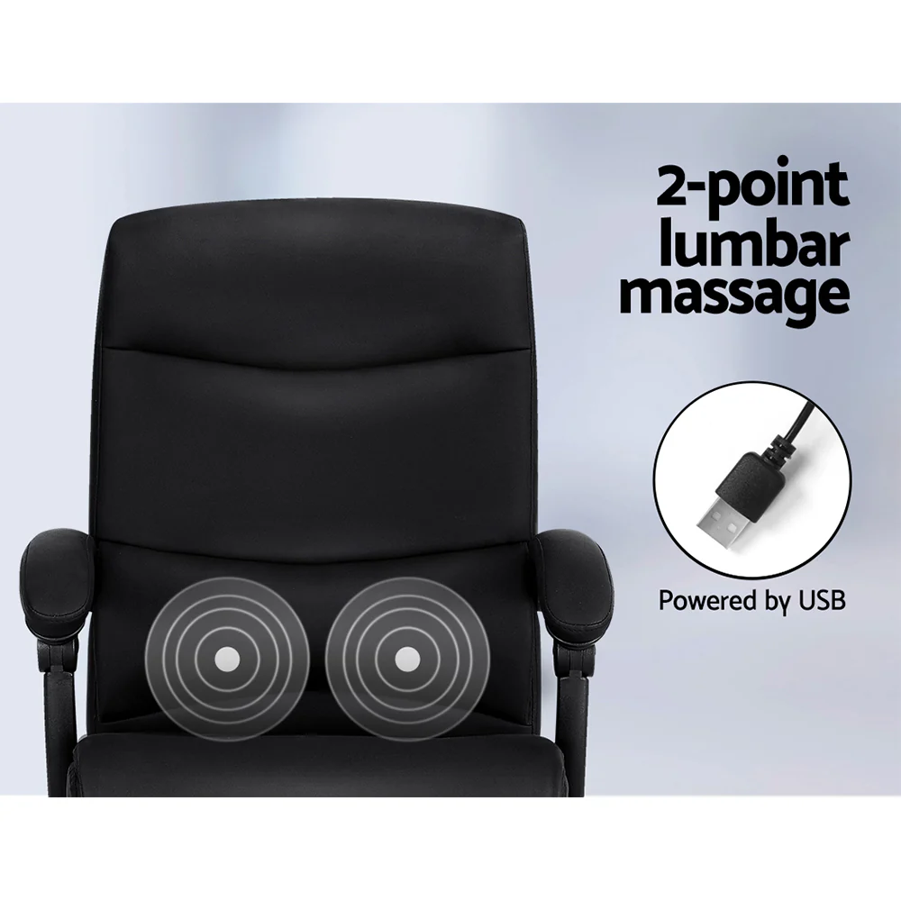 Artiss 2 Point Massage Office Chair PU Leather Black - Image 4