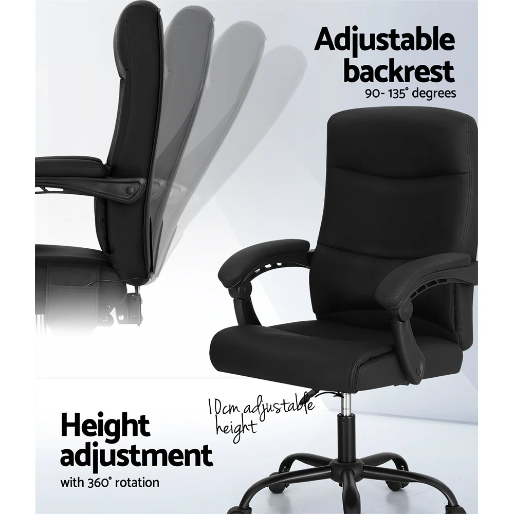 Artiss 2 Point Massage Office Chair PU Leather Black - Image 5