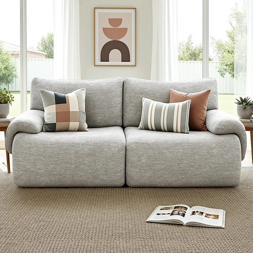 Artiss 2 Seater Sofa Modular Sectional Sofas Couch Bed No Assembly Living Room Grey - Image 10