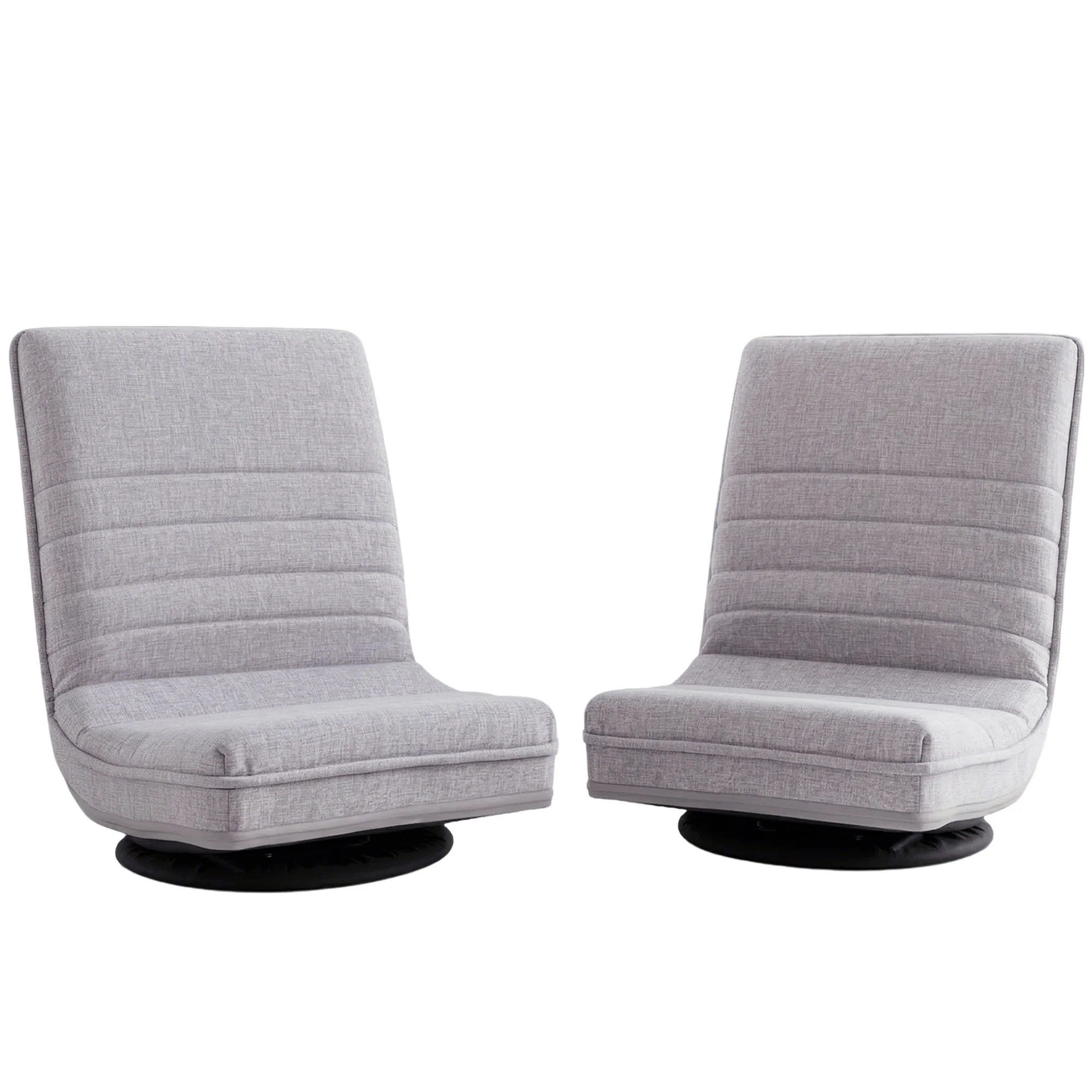 Artiss 2 Swivel Floor Chair 360 Adjustable Foldable Lounge Seat Floor Sofa Chair Grey - Image 2