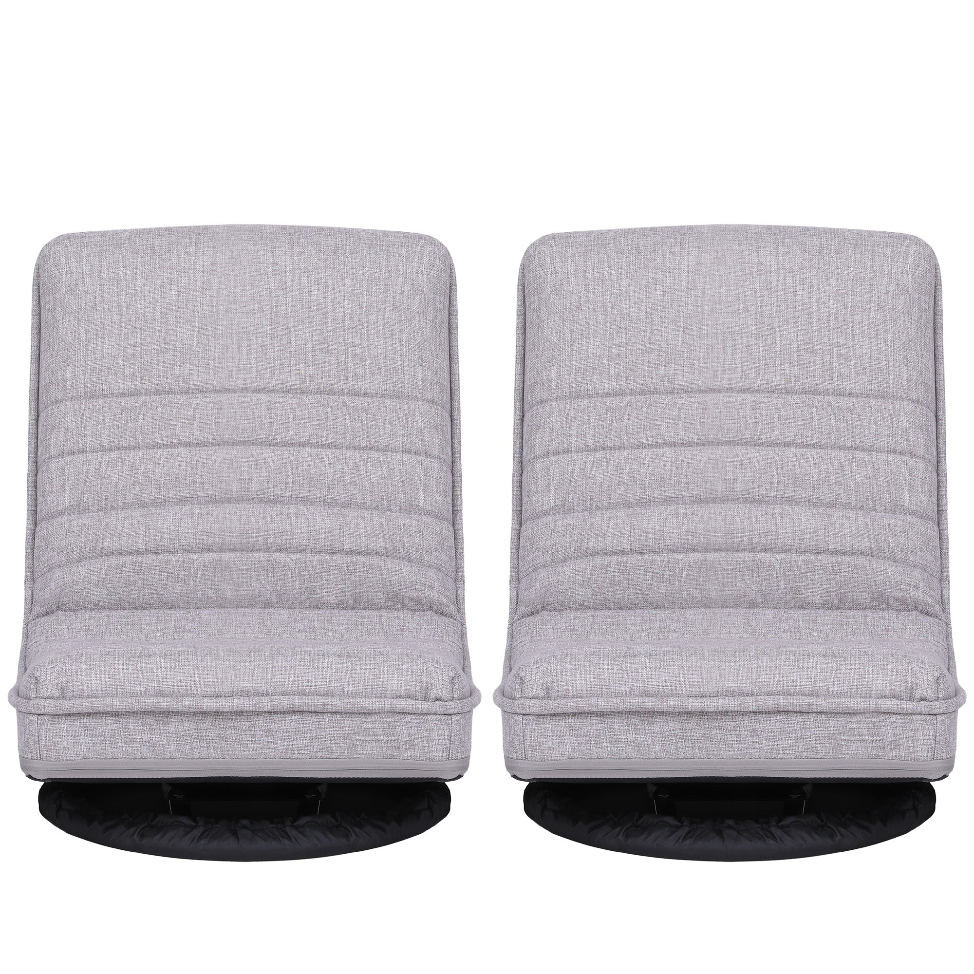 Artiss 2 Swivel Floor Chair 360 Adjustable Foldable Lounge Seat Floor Sofa Chair Grey - Image 4