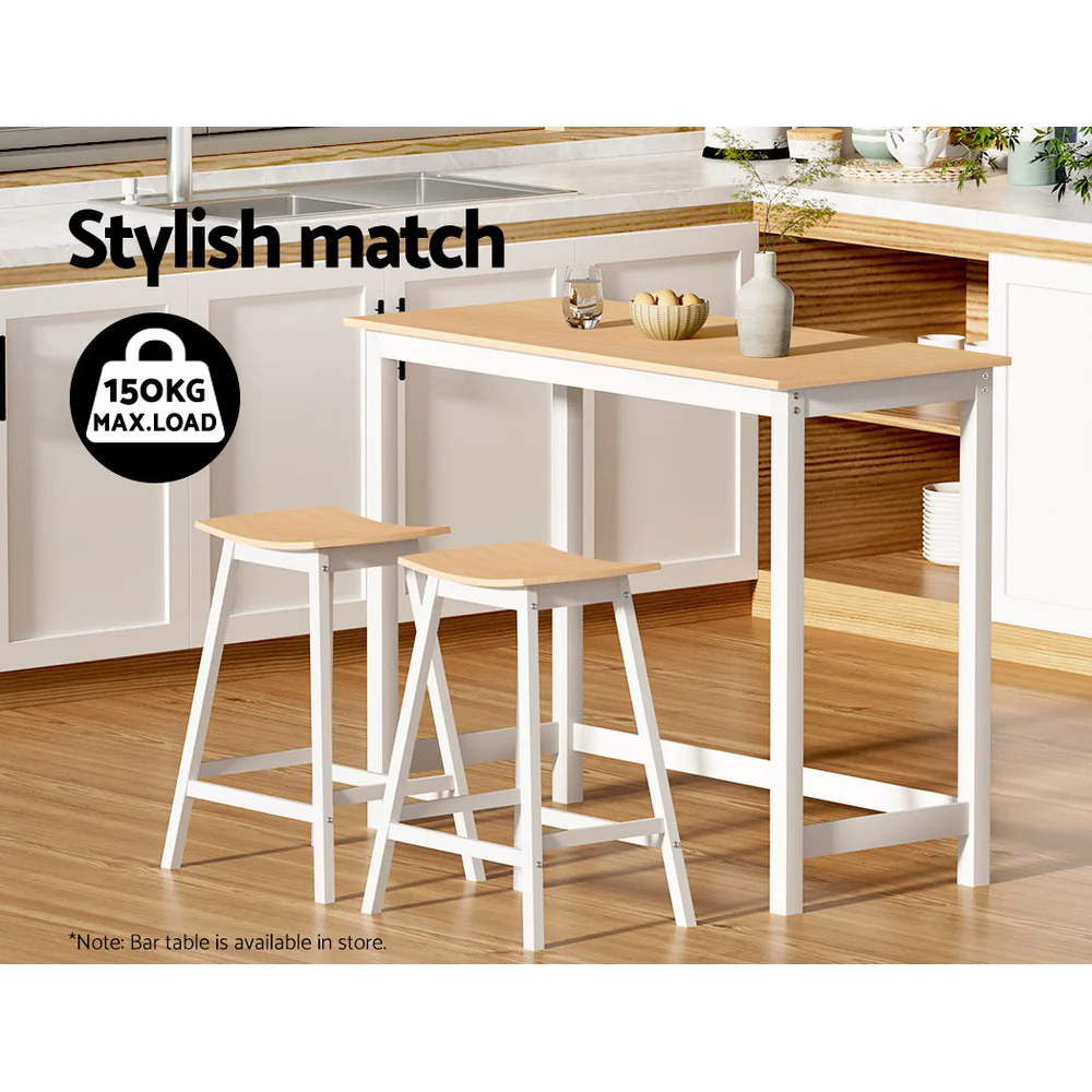 Artiss 2x Bar Stools Wooden Chairs Oak - Image 5